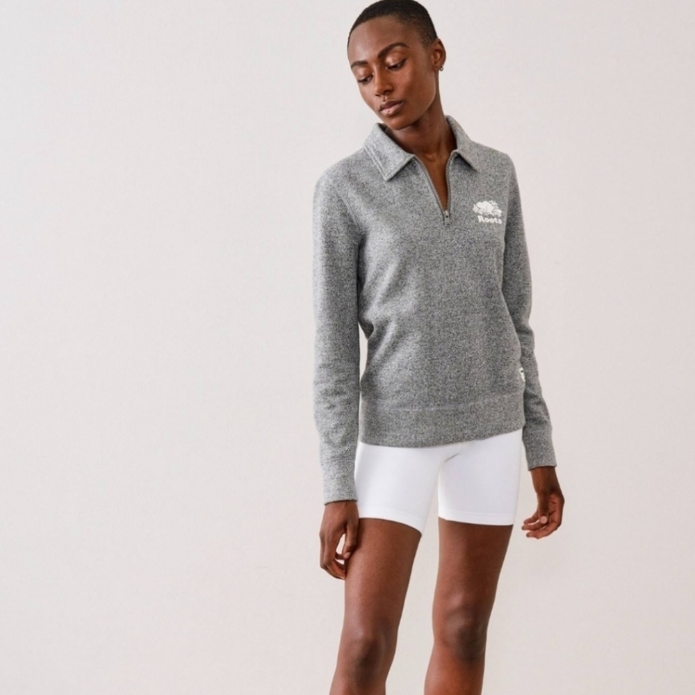 Roots Canada Original 1/4 Zip Pullover Polo Sweater Logo‎